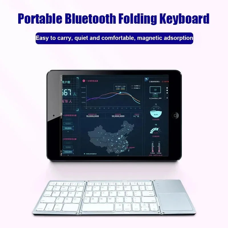 Wireless Folding Keyboard Bluetooth Keyboard with Touchpad for Windows Android IOS Phone Multi-Function Button Mini Keyboard