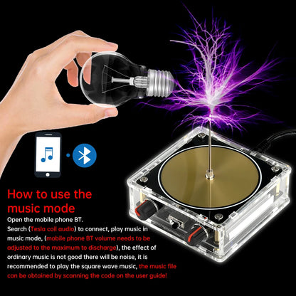 AC110-220V Input Dual Mode Music Tesla Coil Music Box Artificial Lightning Touchable Audio Input Bluetooth DIY Electronic Kit
