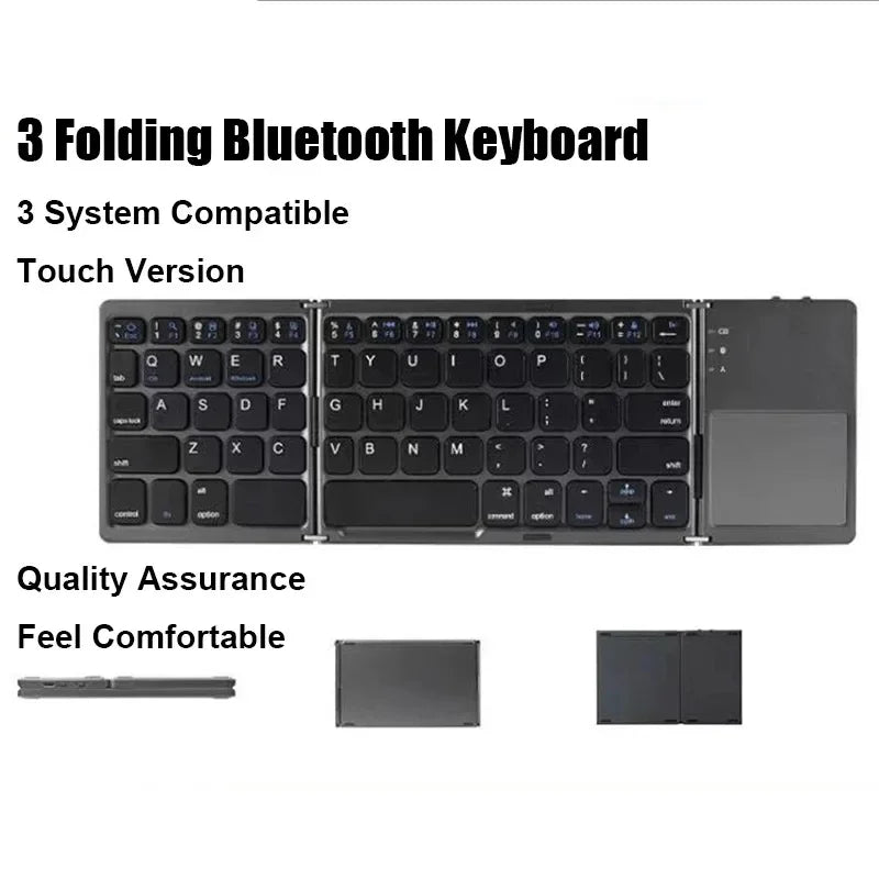 Wireless Folding Keyboard Bluetooth Keyboard with Touchpad for Windows Android IOS Phone Multi-Function Button Mini Keyboard