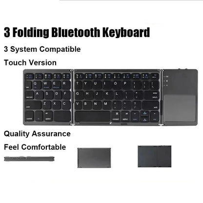 Wireless Folding Keyboard Bluetooth Keyboard with Touchpad for Windows Android IOS Phone Multi-Function Button Mini Keyboard