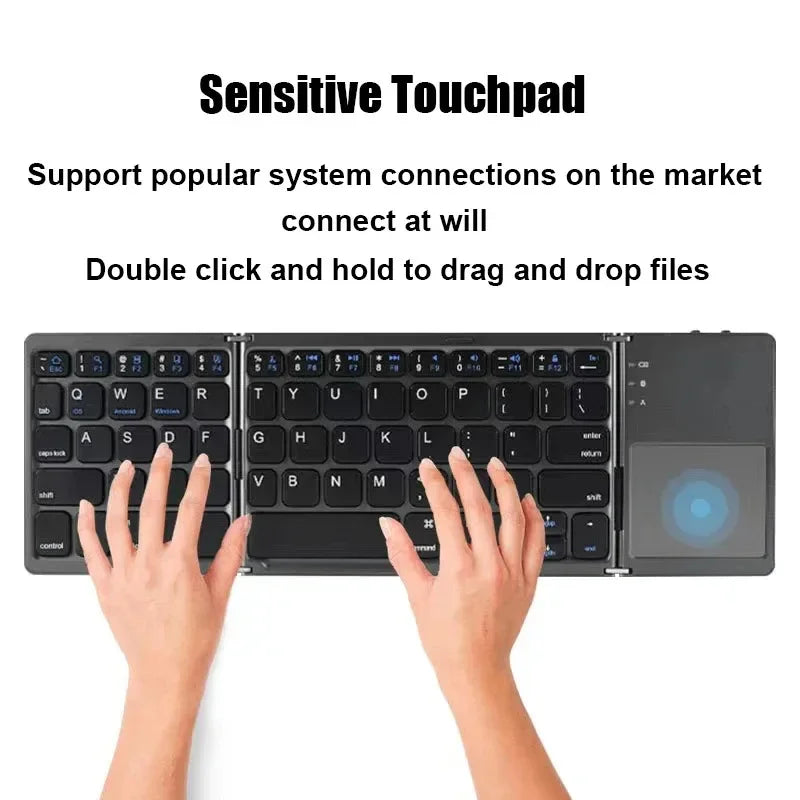 Wireless Folding Keyboard Bluetooth Keyboard with Touchpad for Windows Android IOS Phone Multi-Function Button Mini Keyboard
