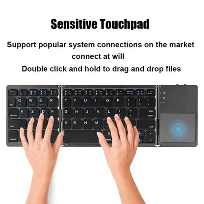 Wireless Folding Keyboard Bluetooth Keyboard with Touchpad for Windows Android IOS Phone Multi-Function Button Mini Keyboard